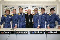 ITR presidente Hans-Werner Aufrecht con Alain Prost, Johnny Cecotto, Jody Scheckter, Mick Doohan, Ni