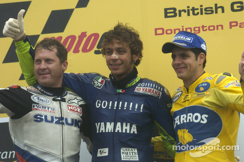 Podium: 1. Valentino Rossi, 2. Kenny Roberts Jr., 3. Alex Barros