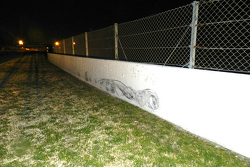Tyre marks from Fernando Alonso's crash