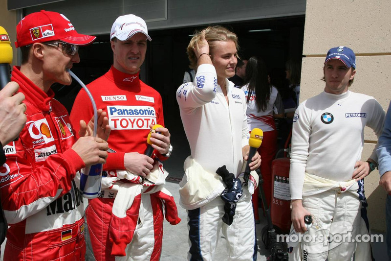 Michael Schumacher, Ralf Schumacher, Nico Rosberg y Nick Heidfeld