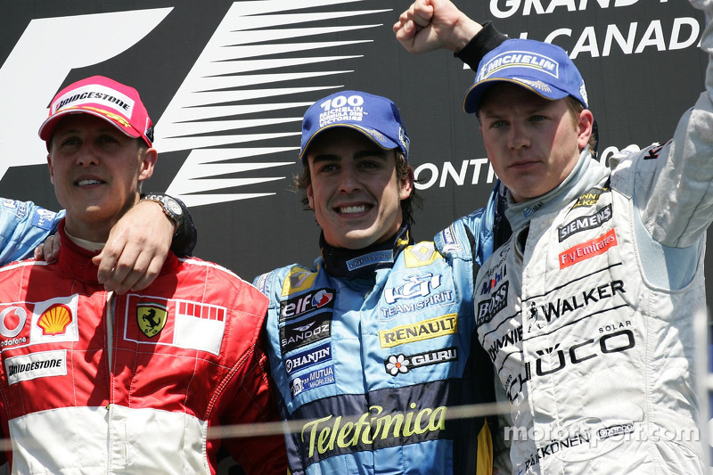 2006 - 1. Fernando Alonso, 2. Michael Schumacher, 3. Kimi Räikkönen