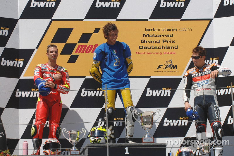 Podium: 1. Valentino Rossi, 2. Marco Melandri, 3. Nicky Hayden