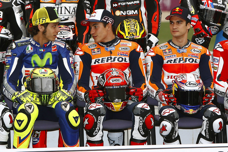 Valentino Rossi, Marc Marquez, Dani Pedrosa, photo de groupe