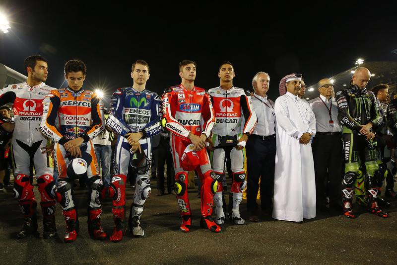 Danilo Petrucci, Marc Márquez, Jorge Lorenzo, Andrea Iannone, Yonny Hernández y Bradley Smith