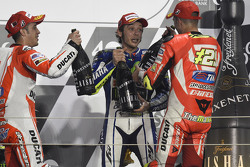 Valentino Rossi, Andrea Dovizioso & Andrea Iannone sur le podium