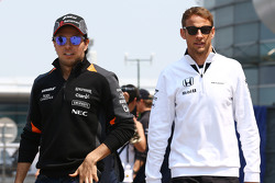 Sergio Perez, Sahara Force India F1 with Jenson Button, McLaren