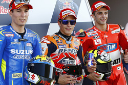 Pole position pour Marc Marquez, Repsol Honda Team, devant Aleix Espargaro, Team Suzuki MotoGP, et Andrea Iannone, Ducati Team
