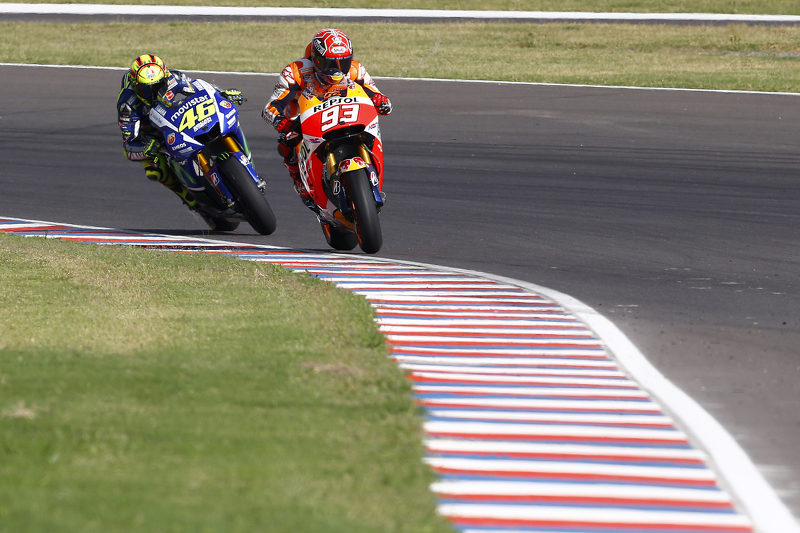 Marc Marquez, Repsol Honda Team and Valentino Rossi, Yamaha Factory Racing