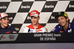 Marc Marquez, Andrea Dovizioso, Valentino Rossi en conférence de presse