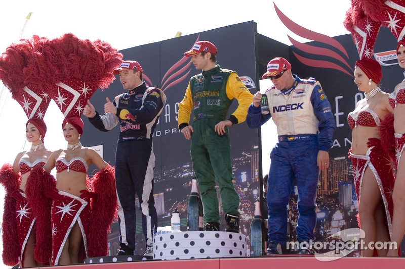 Paul Tracy, Robert Doornbos and Will Power celebrate