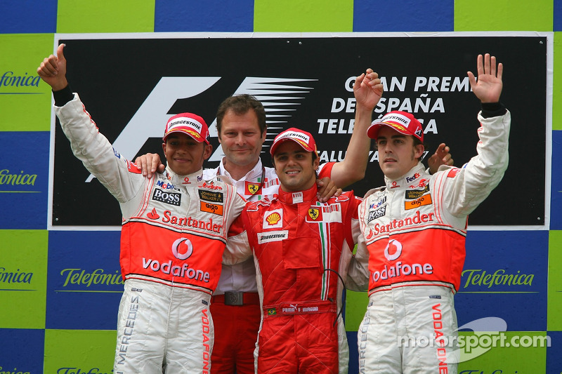 2007: 1. Felipe Massa, 2. Lewis Hamilton, 3. Fernando Alonso