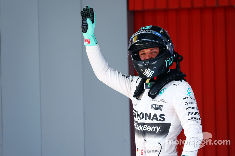 Nico Rosberg, Mercedes AMG F1 fête sa pole position dans le Parc Fermé