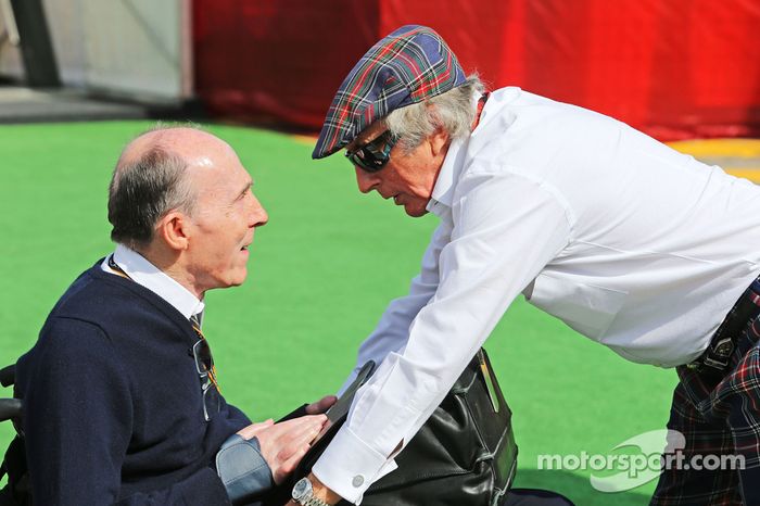 Sir Frank Williams, dueño del equipo Williams y Sir Jackie Stewart
