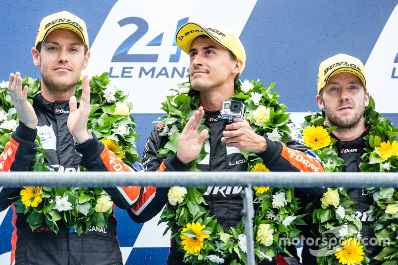 LMP2-Podium: 3. #26 G-Drive Racing, Ligier JS P2: Roman Rusinov, Julien Canal, Sam Bird