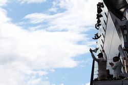 El ganador, Nico Rosberg, Mercedes AMG F1 celebra en el podium