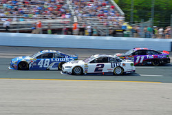 Jimmie Johnson, Hendrick Motorsports Chevrolet, Brad Keselowski, Team Penske Ford and Denny Hamlin,