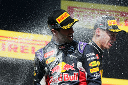Даниэль Риккардо, Red Bull Racing празднует третье место на подиуме