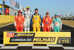 Vencedores da Corrida do Milhão: Valdeno Brito, Ricardo Maurício, Thiago Camilo, Ricardo Zonta, Rubens Barrichello