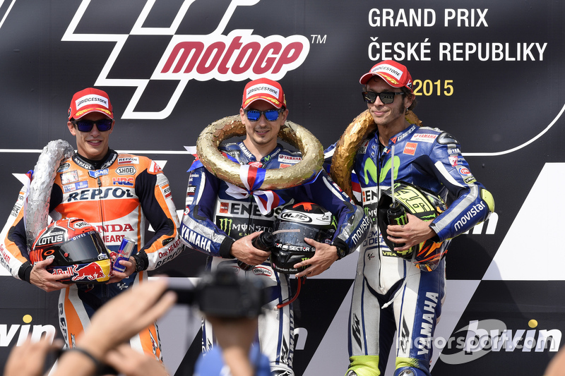 Podium: Jorge Lorenzo, Yamaha Factory Racing, second place Marc Marquez, Repsol Honda Team and third