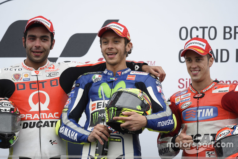2015: 1. Valentino Rossi, 2. Danilo Petrucci, 3. Andrea Dovizioso