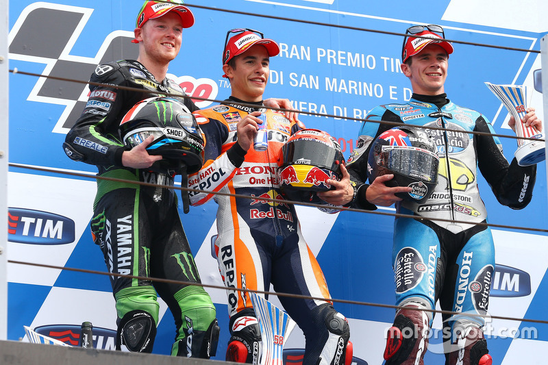 Podium: second place Bradley Smith, Tech 3 Yamaha and winner Marc Marquez, Repsol Honda Team and thi