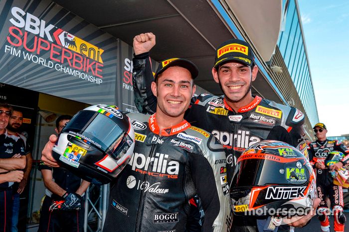Leon Haslam, Aprilia Racing Team y Jordi Torres, Aprilia Racing Team