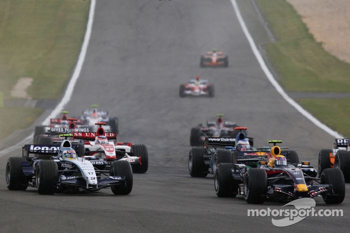 Mark Webber, Red Bull Racing, RB3 y Alexander Wurz, Williams F1 Team, FW29