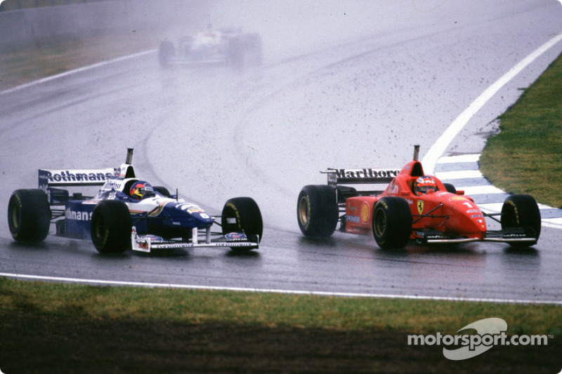 Jacques Villeneuve, Williams, und Michael Schumacher, Benetton