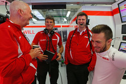 John Booth, Manor F1 Team Team Principal with Graeme Lowdon, Manor F1 Team Chief Executive Officer and Will Stevens, Manor F1 Team