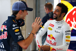(L to R): Pierre Gasly, Red Bull Racing Test Driver with Daniel Ricciardo, Red Bull Racing