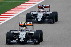 Sergio Perez, Sahara Force India F1 VJM08 leads team mate Nico Hulkenberg, Sahara Force India F1 VJM