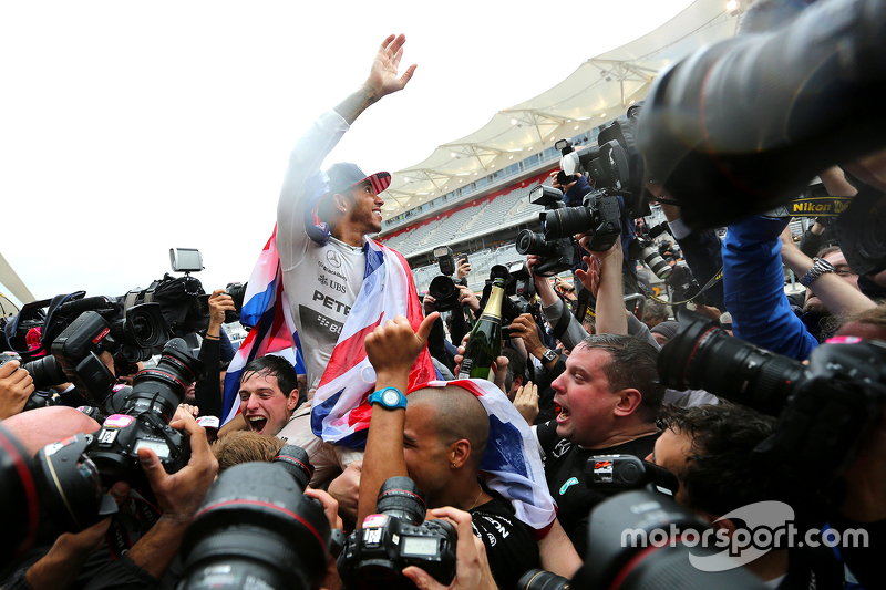 Lewis Hamilton, Mercedes AMG F1 Team celebrates his third world champion title