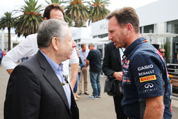 Jean Todt, FIA-Präsident, mit Christian Horner, Red Bull Racing, Teamchef
