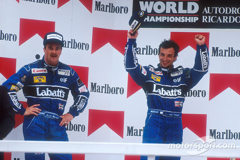 1991: 1. Riccardo Patrese, 2. Nigel Mansell, 3. Ayrton Senna