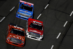 Daniel Suarez, Kyle Busch Motorsports Toyota and Timothy Peters, Red Horse Racing Toyota and Spencer Gallagher, GMS Racing Chevrolet