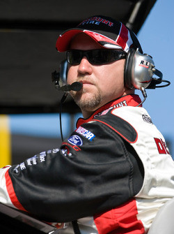 Mike Kelley, Crew Chief for David Ragan, watches his car through the frontstretch
