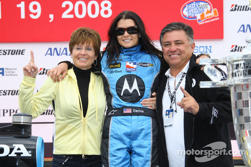 Podium: race winner Danica Patrick