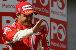 Podium: race winner Felipe Massa celebrates