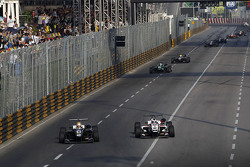 Charles Leclerc, Van Amersfoort Racing Dallara Volkswagen and Felix Rosenqvist, Prema Powerteam Dallara Mercedes-Benz