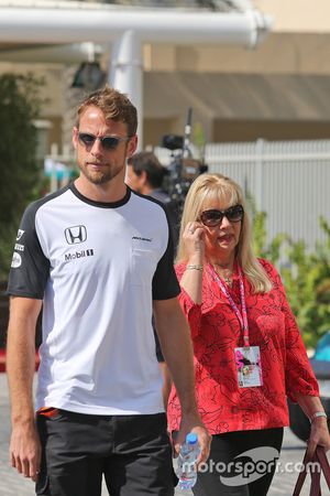 Jenson Button, McLaren with his mother Simone