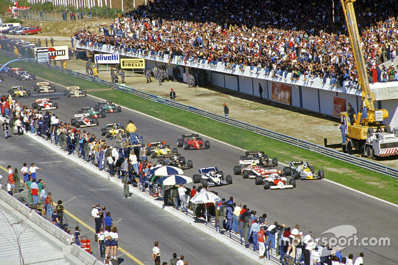 Start: Alain Prost, McLaren, dan Keke Rosberg, Williams memimpin