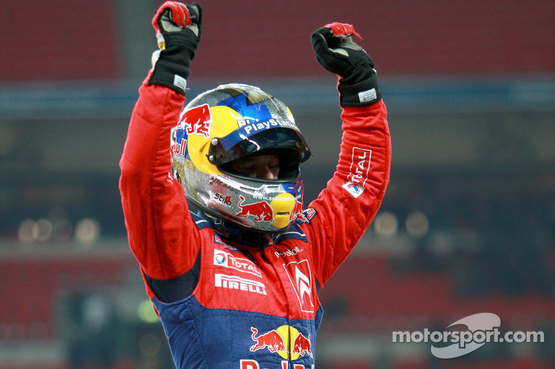 Race of Champions winner Sébastien Loeb celebrates