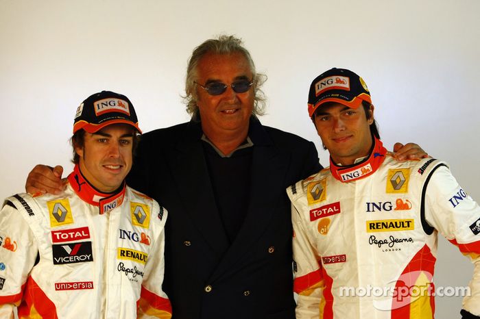 Fernando Alonso, Flavio Briatore y Nelson A. Piquet