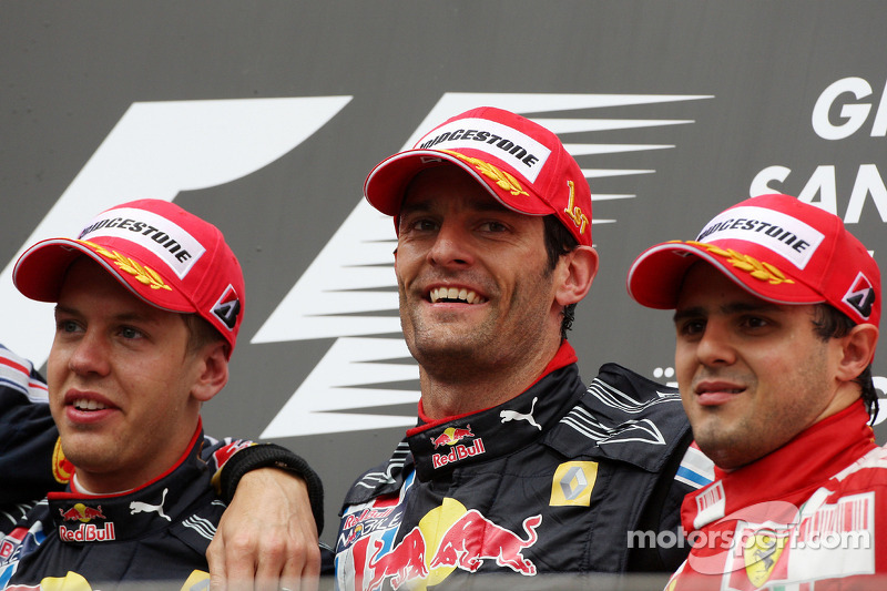 Podium: 1. Mark Webber, 2. Sebastian Vettel, 3. Felipe Massa