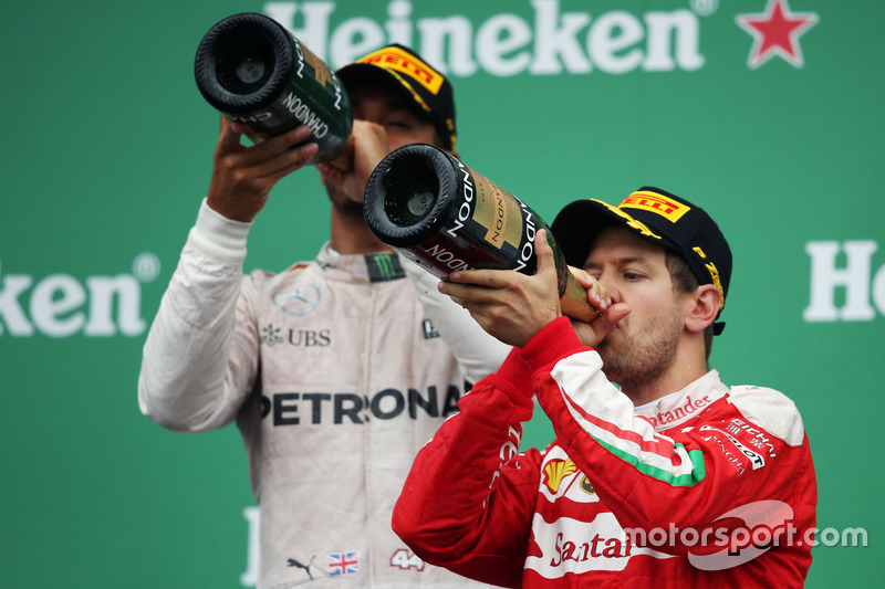 Sebastian Vettel, Ferrari, podyumda